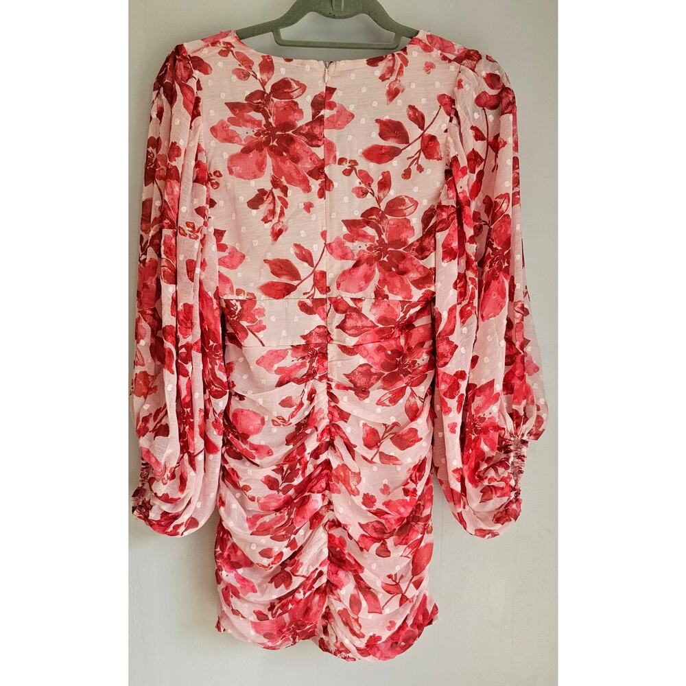 Hello Molly Mini Dress Like Bee To Honey Pink Red Dress Balloon sleeves US Sz 2 - Picture 11 of 11